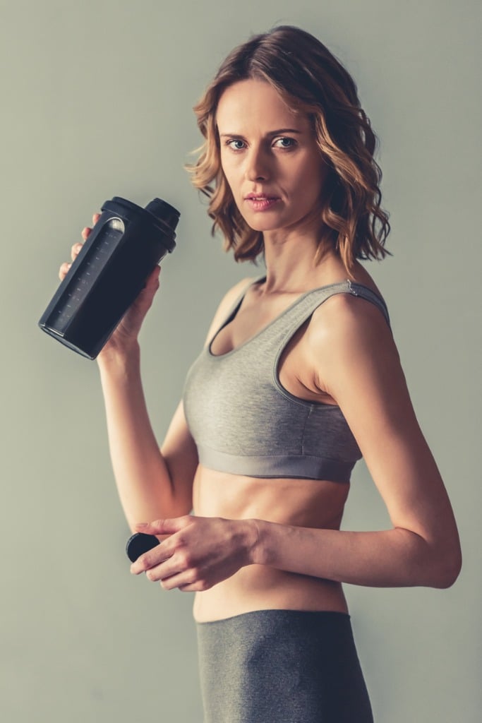 Woman with protein shake