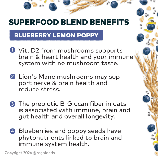 Organic Oatmeal Superfood Blueberry Lemon Poppy 1 Bag - Image 6